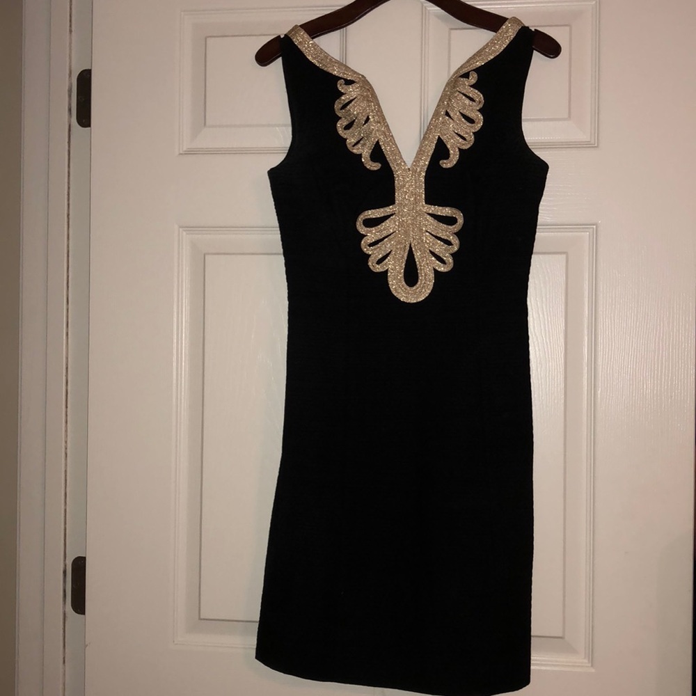 Lilly Pulitzer- Sundress- Black & Gold - Size 2